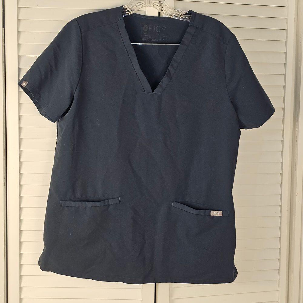 Figs Womens Dark Gray Casma Three Pocket Scrub Top‎ Medium